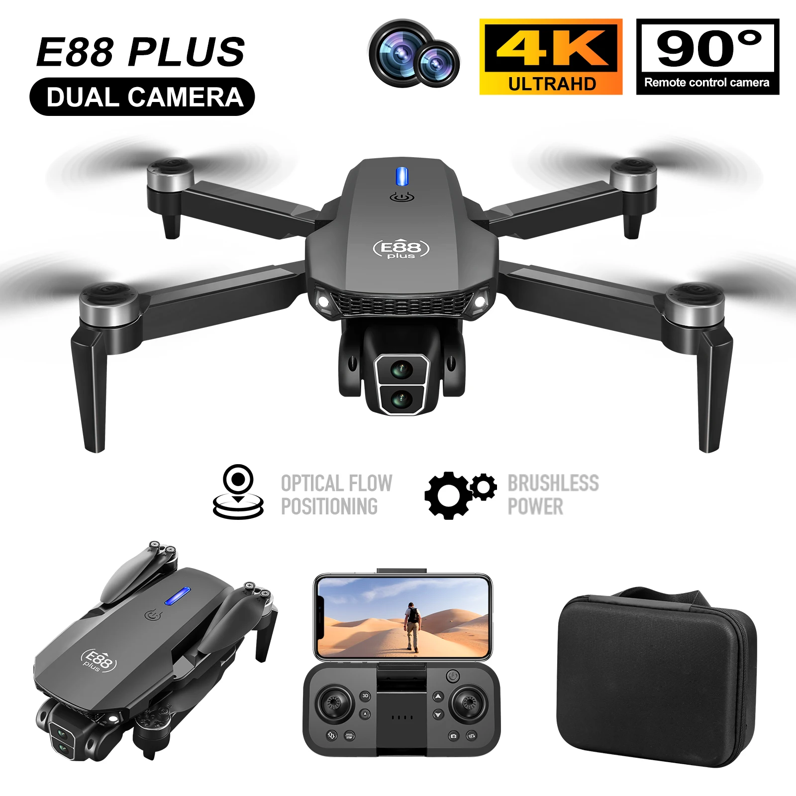 Drone Cinematic - New E88 Plus Quadcopter Drone: 90°